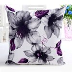 Pillow Case,Bokeley Cotton Linen Square Beautiful Flowers Print Decorative Throw Pillow Case Bed Home Decor Car Sofa Waist Cushion Cover (Purple)
