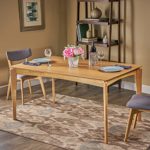 Christopher Knight Home Alma Dining Table, 6-Seater, Rubberwood with Walnut Veneer, Mid-Century, Natural Oak Finish