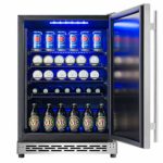 Advanics Outdoor/Indoor 24 Inch Wide Built In Beverage Refrigerator and Cooler, 5.8 cu.ft. Under Counter Drink Fridge with Led Light, Stainless Steel