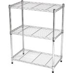 Amazon Basics 3-Shelf Adjustable, Heavy Duty Storage Shelving Unit (250 lbs loading capacity per shelf), Steel Organizer Wire Rack, Chrome (23.3L x 13.4W x 30H)