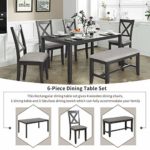 Merax 6-Piece Wooden Rectangular Dining Table Set with 4 Chairs and Bench Family for Kitchen, Grey