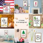 Farmhouse Wall Decor Signs With 8 Interchangeable Seasonal Sayings For Home Decor signs-fall decorations for Home/fall Home decor-Easy To Hang 11×16″ Rustic Wood Picture Frame with 8 Designs