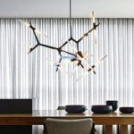 Modern Industrial Chandelier Metal Glass LED Branch Chandeliers Pendant Lamp Light DIY Ceiling Fixtures for Living Room Dining Room Lamps (20-Light Black)