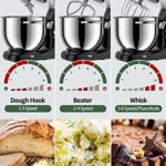 Vospeed 3 IN 1 Stand Mixer 850W Tilt-Head Multifunctional Electric Mixer with 7.5 QT Stainless Steel Bowl, Beater, Hook, Whisk, Meat Grinder, Juice Blender with 1.5L Glass Jar Dishwasher Safe (Black)