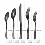 Kelenfer Flatware Set 20 Piece Black Stainless Steel Cutlery Set Forged with Hammered Handle Service for 4