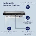 Hauslane | Chef Series Range Hood C395 30″ Under Cabinet Kitchen Extractor | Slim Stainless Steel Design with Self Cleaning | 6-Speed Setting Exhaust Fan, Incandescent Lamp | 3-Way Venting