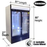 Commercial Refrigerator Glass 2-Door Merchandiser Display Cooler Case Fridge NSF, Bottom-Mounted, 51 inches width, capacity 41 cuft 110V, Restaurant Kitchen Cafe gdm41b