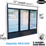 Commercial Refrigerator Glass 3-door Sliding NSF Merchandiser Beverage Display Cooler Reach In Fridge Upright, Capacity 56 cuft, 72″ Width 110V GDM-69Bdup
