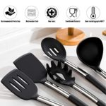 Kitchen Utensils Set 30pcs Non-stick Heat Resistant Silicone Cooking Set with Holder Cookware with Stainless Steel Handle Xmas Gift – Grey (BPA Free Non Toxic)