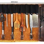 Leather Knife Roll Storage Bag, Elastic and Expandable 10 Pockets, Adjustable/Detachable Shoulder Strap, Travel-Friendly Chef Knife Case (Dark Brown, Leather)