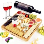 Cheese Board and Cutlery Set (Top Quality Elegant Packaging) Unique Bamboo Charcuterie Platter and Serving Tray for Wine, Cracker, Brie and Meat – Best Present for Mom, Hostess Valentine Birthday Gift