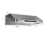 Awoco 30” Supreme 7” High Stainless Steel Under Cabinet Range Hood 4 Speeds, 8” Round Top Vent, 1000CFM 2 LED Lights, Remote Control & External Oil Collector (RH-S10-30S)