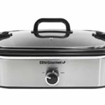 Elite Gourmet MST-5240SS Crock Slow Cooker, Locking Lid Adjustable Temperature Keep Warm Oven & Dishwasher-Safe Casserole Pan, 3.5Qt Capacity, Stainless Steel