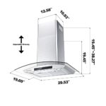 Wall Mount Range Hood 30 inch with Soft Touch Control in Stainless Steel & Tempered Glass, Kitchen Exhaust Vent Hood with 3 Speed Fan, Permanent Filters, Ductless Convertible Duct, CIARRA CAS75502