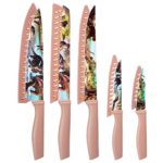 Knife Set, G.a HOMEFAVOR 5-piece Kitchen Knife Set Nonstick Coated with 5 Blade Guard, Gift Box