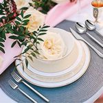 KEAWELL 20pcs Luxury Mirror Polished Cutlery Set, 18/10 Stainless Steel Tableware, Modern Silverware Set, Includes 8 x Spoons, 8 x Forks, 4 x Knives, Durable Flatware for Home Kitchen in Silver