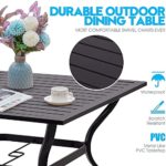 VICLLAX 5-Pieces Outdoor Furniture Dining Set for 4, Square Outdoor Dining Table with Umbrella Hole and Textilene Sling Swivel Chair Set