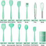 Kitchen Utensil Set – 12 Cooking Utensils Set- Colorful Silicone Kitchen Utensils – Nonstick Cookware with Spatula Set – Kitchen Tools Kitchen Gadgets with Utensil Crock by Umite Chef(Green-12 PCS) …