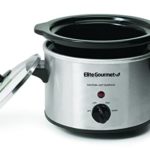 Elite Gourmet MST-250XS# Electric Slow Cooker Ceramic Pot, with Adjustable Temp, Entrees, Sauces, Soups, Roasts, Stews & Dips, Dishwasher Safe (1.5 Quart, Stainless Steel)
