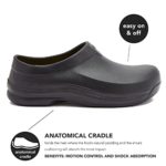 Avia Flame Slip Resistant Clogs for Women, Slip On Work Shoes for Food Service, No Laces – Black, 9 Medium