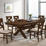 Roundhill Furniture Karven 7-Piece Solid Wood Dining Set with Table and 6 Chairs