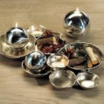 Zodax Cluster of 9 Round Serving Bowls Nickel Base 19″ x 12″ x 2.5″