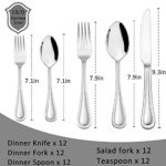 60-Piece Silverware Set, HaWare Stainless Steel Flatware Service for 12, Pearled Edge Tableware Cutlery Include Knife/Fork/Spoon, Beading Eating Utensil for Home, Mirror Polished, Dishwasher Safe