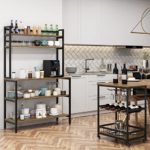 HITHOS Industrial 5-Tier Kitchen Bakers Rack with Hutch, Microwave Oven Stand with Shelves, Kitchen Hutch with Storage, Coffee Bar for Living Room, Utility Storage Shelf for Home Office, Rustic Brown