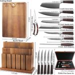 German Stainless Steel Nice Damascus Pattern Extra Wine Opener Set. HOABLORN Acacia 15pcs Knife Block Set Series AK01 : Acacia Knife Block & Cutting Board , Considerate Gifts for Family or Chefs!