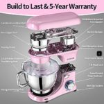 COOKLEE Stand Mixer, All-Metal Series 6.5 Qt. Kitchen Electric Mixer with Dishwasher-Safe Dough Hooks, Flat Beaters, Whisk & Pouring Shield Attachments for Most Home Cooks, SM-1515, Sakura Pink