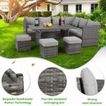 AECOJOY 7 Pieces Outdoor Furniture Set, Wicker Rattan Outdoor Patio Furniture Set Clearance Sets, Patio Dining Furniture Set with Table&Chair, Grey Color