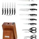 McCook MC23A Knife Sets,15 Pieces German Stainless Steel Kitchen Knives Set with Built-in Sharpener and Wooden Block