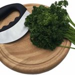 Checkered Chef Mezzaluna Knife – Rocker Knife, Mincing Knife, and Mezzaluna Chopper w/ Single Blade and Cover/Sheath – Vegetable Cutter & Salad Chopper