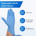 Schneider Nitrile Exam Gloves, Latex-Free, Powder-Free, Blue, Disposable Gloves, for Medical Supplies, Cleaning, Food Service, Case of 1000 Gloves (Large)
