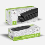 Matte Black Ceramic Serving Platters (14 x 6 Inch Rectangle Plates) Serving Dishes for Entertaining, Food, Appetizers, Desserts, Cheese Board, Charcuterie, Sushi – Set of 4 Party Serving Trays