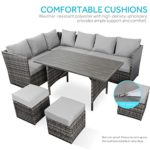 Morohope 7-Piece Patio Furniture Set, PE Rattan Wicker Outdoor Sectional Furniture Set, Outdoor Dining Set Sectional Sofa Patio Conversation Set with Cushions (Grey)