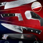 DALSTRONG Chef Knife – 8 inch – Shogun Series – Damascus – Japanese AUS-10V Super Steel Kitchen Knife – Black Handle – Razor Sharp Knife – w/Sheath
