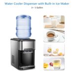 R.W.FLAME 3 in 1 Countertop Water Cooler Dispenser with Ice Maker, Top-Loading Hot & Cold Water Dispenser, Child Safety Lock, Hold 3~5 Gallon Bottle, 4 lbs Ice Storage, for Home and Office Use