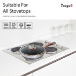 Targu 12-1/2 Inch 7.6 Qt Tri-ply Non-Stick Stir Fry Pan with Tempered Glass Lid Anti-Scratch Induction, Gas, Ceramic, Electric Stoves Ready, Oven and Dishwasher Safe