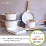 Cookware Set Non-Stick Dishwasher Safe Induction Pots and Pans Set with Cooking Utensil (IN-Pack 15-White)