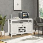 HOMCOM Modern Sideboard, Wooden Kitchen Buffet Cabinet with Drawer and 12-Bottle Wine Rack for Living Room, White