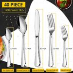 40-Piece Silverware Set , Modern Flatware Utensil Cutlery Set for 8, Food Grade Stainless Steel Tableware Includes Knife Spoons and Forks Set, Mirror Polished, Dishwasher Safe (Silver)