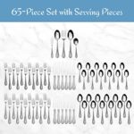 Mikasa Regent Bead 65 Piece Silverware Set, 18.10 Polished Mirror Stainless Steel, Service for 12 with Serving Set