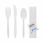 250 Plastic Cutlery Packets – Knife Fork Spoon Napkin Salt Pepper Sets | White Plastic Silverware Sets Individually Wrapped Cutlery Kits, Bulk Plastic Utensil Cutlery Set Disposable To Go Silverware