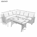 kupet Patio Furniture Set 5 Piece, Outdoor Conversation Sectional Sofa, All Weather Wicker Couch Dining Table Chair with Ottoman and Pillows, Gray