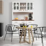 LOKO Kitchen Hutch Storage Cabinet, Sideboard Buffet Kitchen Cupboard with 4 Doors, 3 Drawers, 5 Adjustable Shelves and 9 Wine Grids, 44 x 17 x 72.5 inches (White)