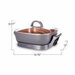 Crux Extra Deep Nonstick Scratch Resistant Electric Skillet with Removeable Temperature Probe, 12″ x 12″, silver (14620)