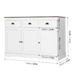 Buffet Cabinet Storage Kitchen Cabinet Sideboard Farmhouse Buffet Server Bar Wine Cabinet with 3 Drawers & 3 Doors Adjustable Shelves Console Table for Dining Living Room Cupboard, White