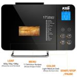 KBS Large 17-in-1 Bread Machine, 2LB All Stainless Steel Bread Maker with Auto Fruit Nut Dispenser, Nonstick Ceramic Pan, Full Touch Panel Tempered Glass, Reserve& Keep Warm Set, Oven Mitt and Recipes
