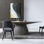 Whiteline Modern Living Bruno 95″ Oval Dining Table in Gray Oak or Walnut Veneer, Grey